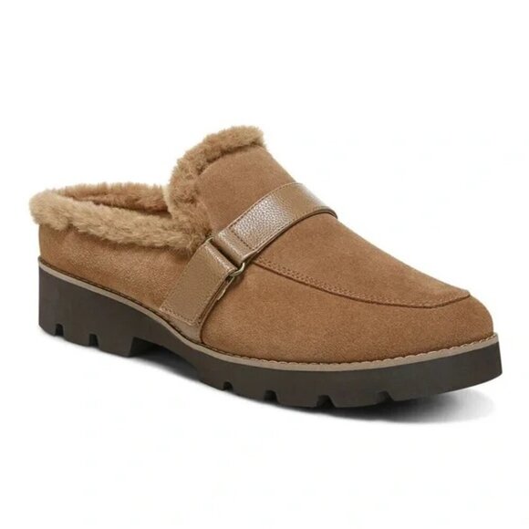 Vionic Shoes - Vionic Kailen Faux Fur Shearling Mules Comfort Orthotic Comfy Fuzzy in Toffee 10